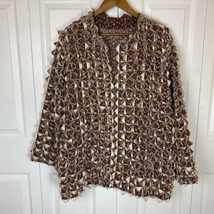 Grannycore XL Quilted Textured Jacket Cardigan Boho Cottagecore Bohemian Floral